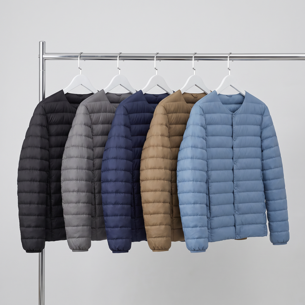 Herren Daunenjacke wandelbar – V-Ausschnitt, gesteppt, leicht