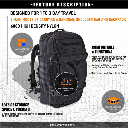 3-in-1 Militär-Duffle-Bag – Tactical Reise-Outdoor-Rucksack, wasserdicht