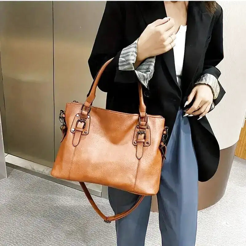 Clinbands – Vintage große Kapazität Handtasche aus weichem Material mit Schulterriemen
