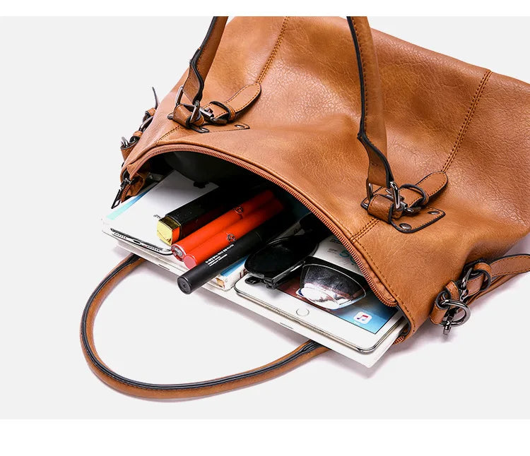 Clinbands – Vintage große Kapazität Handtasche aus weichem Material mit Schulterriemen