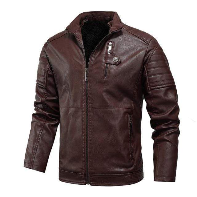 Tactical-Lederjacke mit Fleecefutter