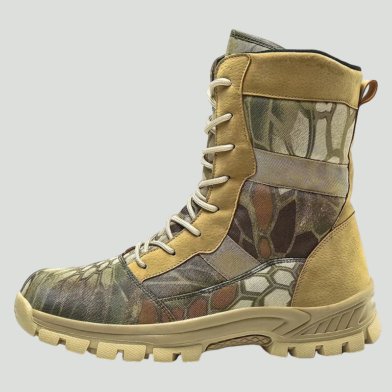 Camouflage High-Top-Wanderstiefel – atmungsaktiv, Schnürung