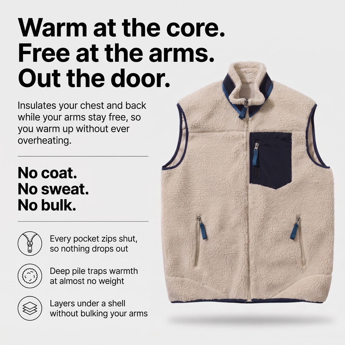 Herren Sherpa-Fleeceweste – isolierter Bodywarmer