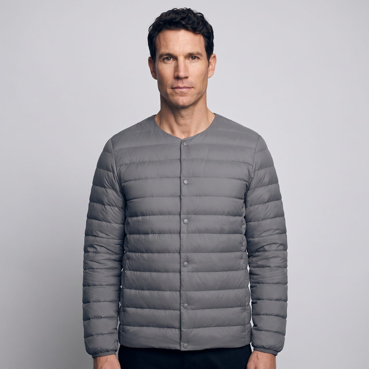 Herren Daunenjacke wandelbar – V-Ausschnitt, gesteppt, leicht
