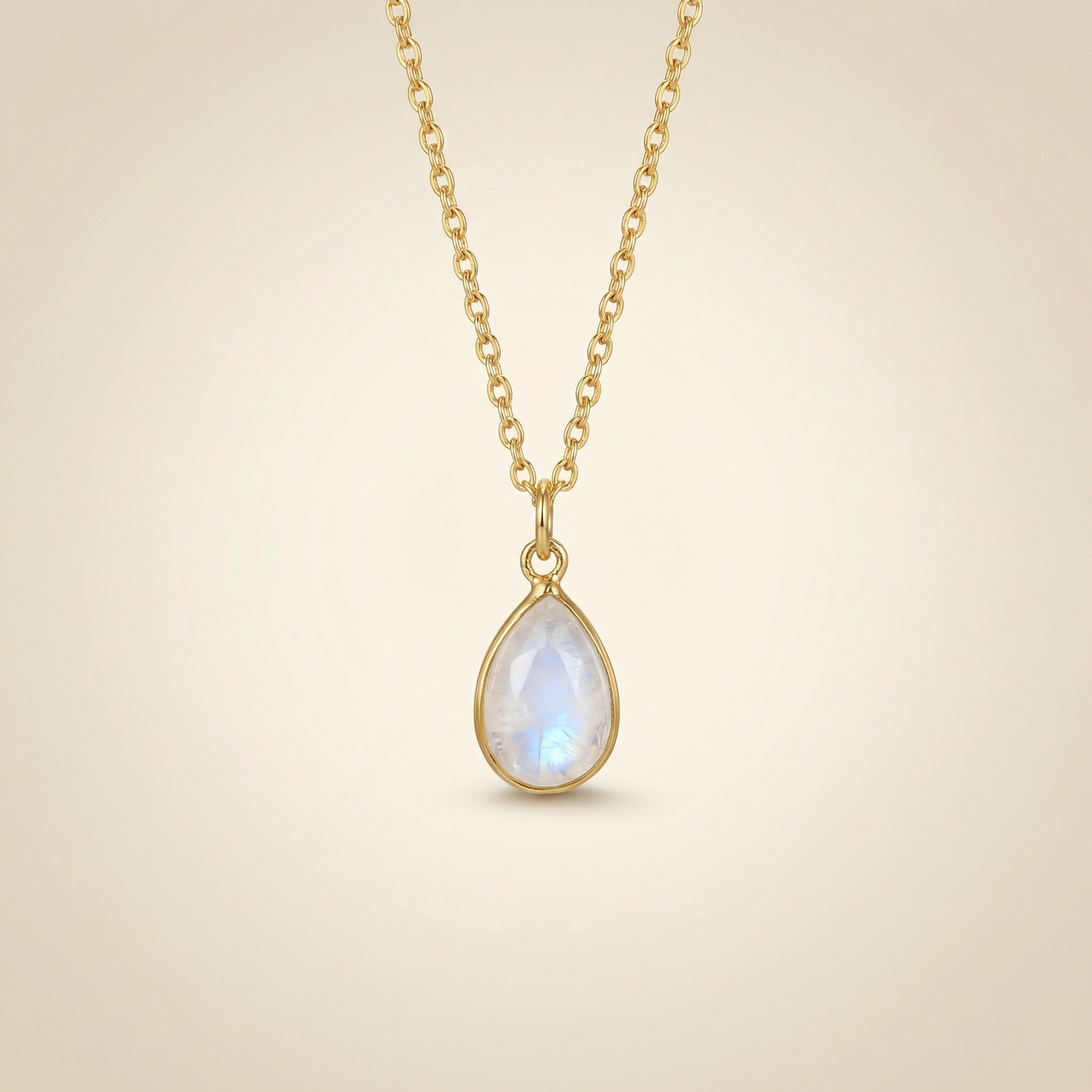 Mondstein Halskette mit 14K Gold Kette