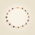 Amethyst Halskette - Rohperlen S925 Silber Gold legiert