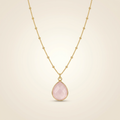 Rosenquarz Halskette - Medallion Tropfenform