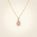 Rosenquarz Halskette mit 14 K Goldkette