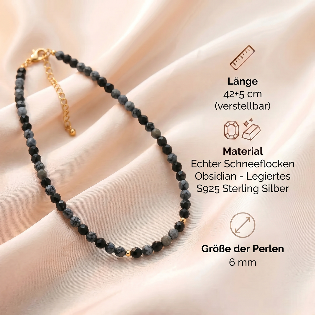 Obsidian Halskette - Schneeflocken Obsidian
