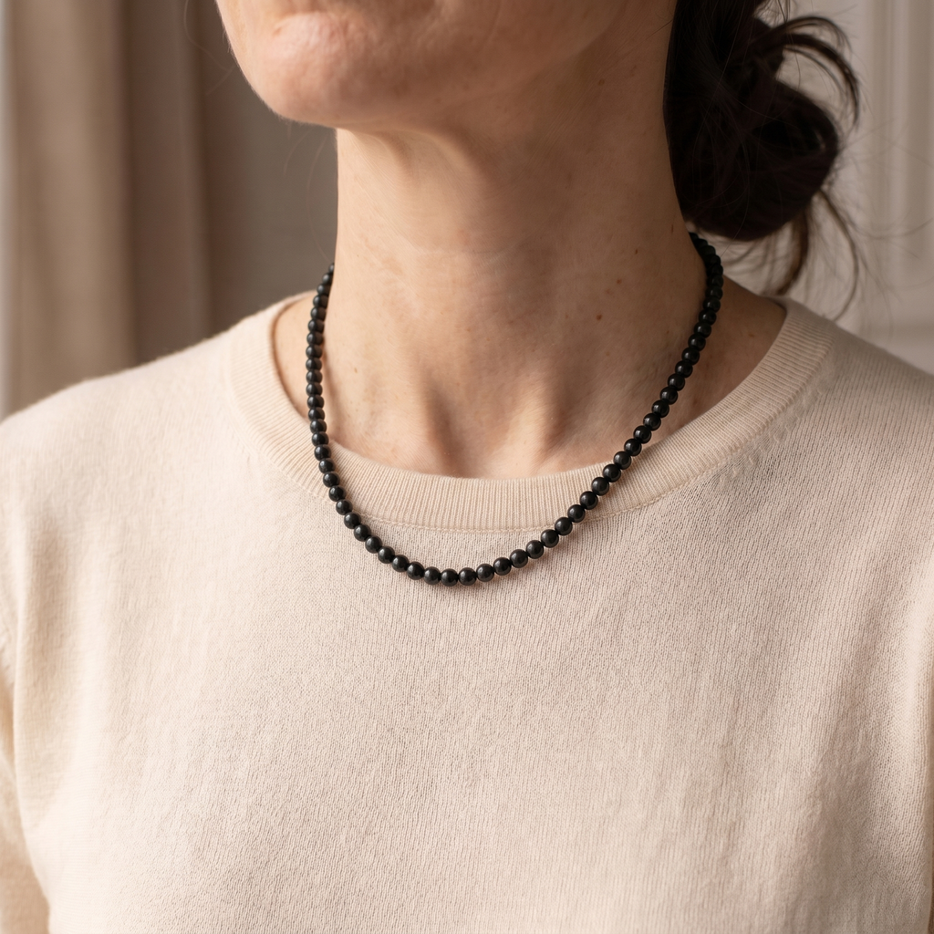 Obsidian Perlenset - Halskette & Armband