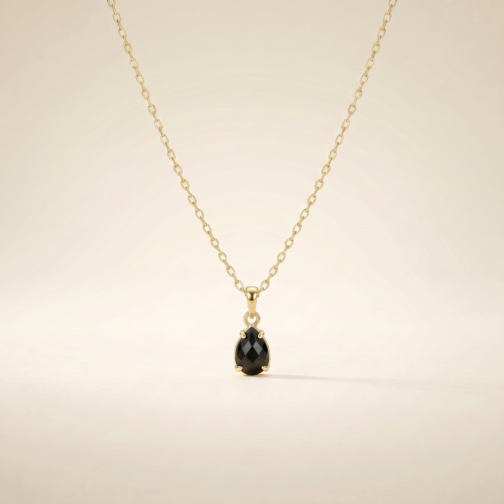 Obsidian Halskette - 14K Goldlegierung