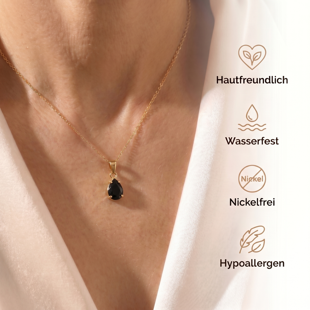 Obsidian Halskette - 14K Goldlegierung