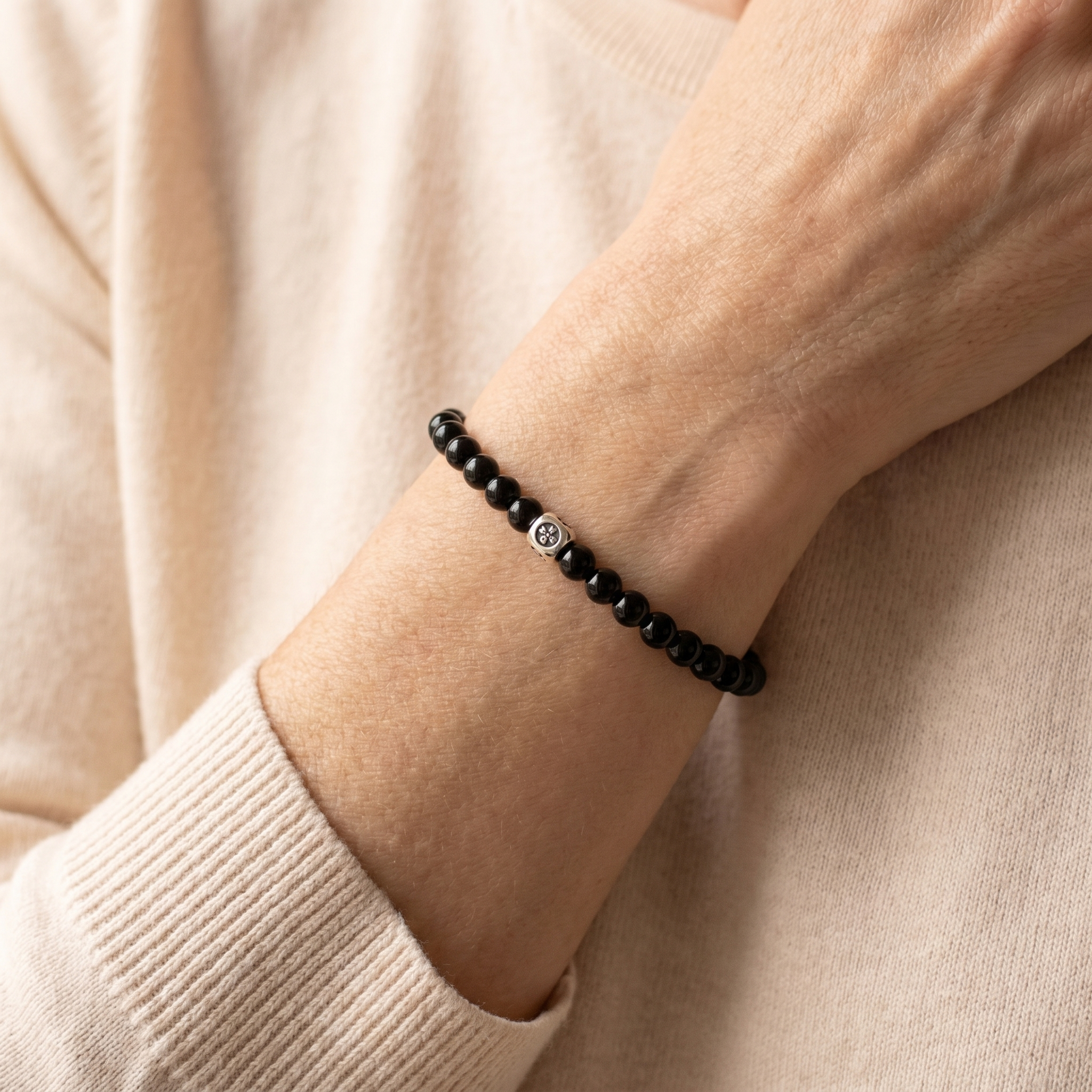 Obsidian Perlenset - Halskette & Armband