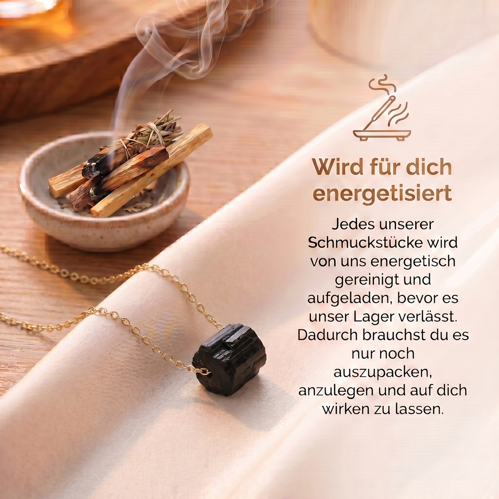 Turmalin Halskette - Rohstein Gold legiert