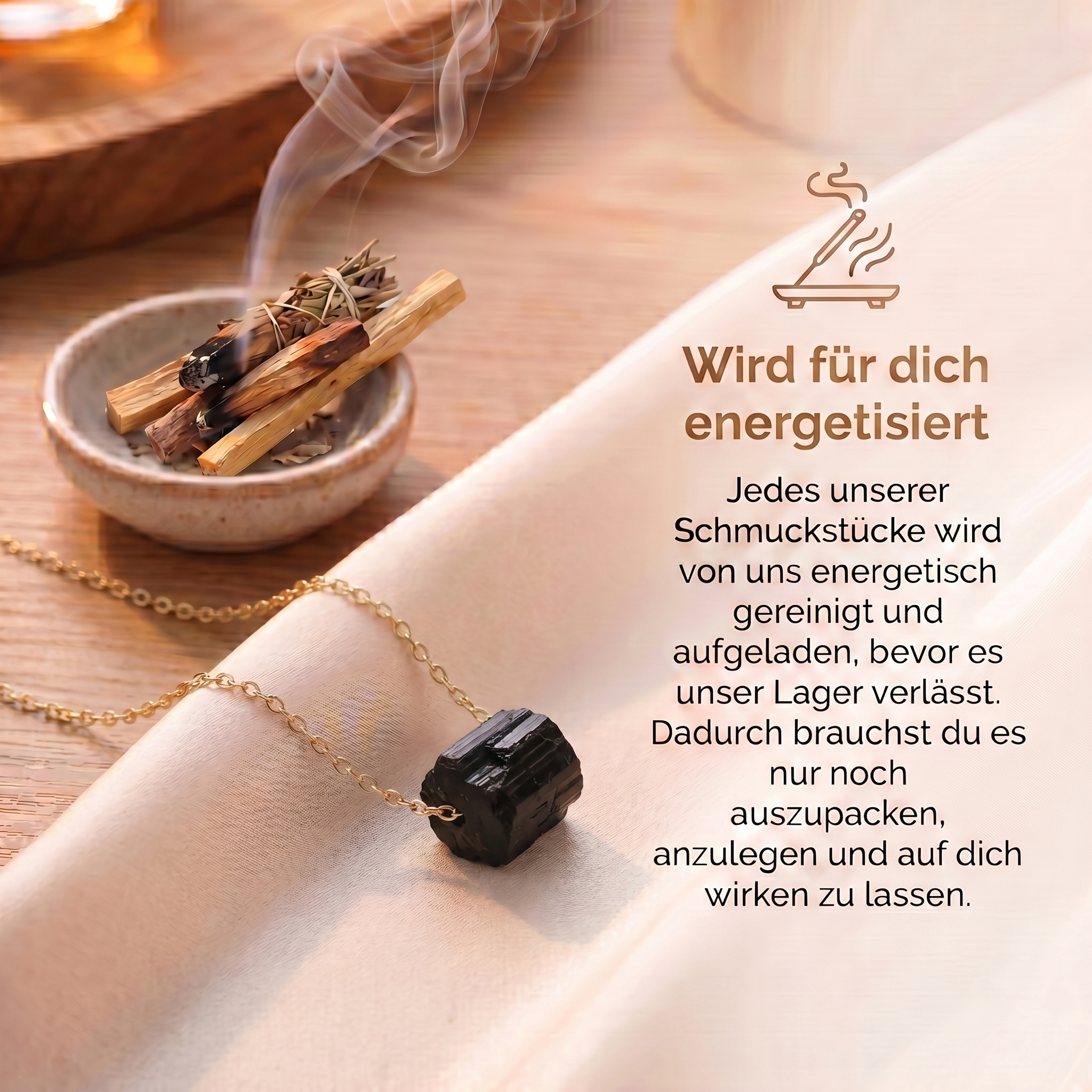 Turmalin Halskette - Rohstein Gold legiert