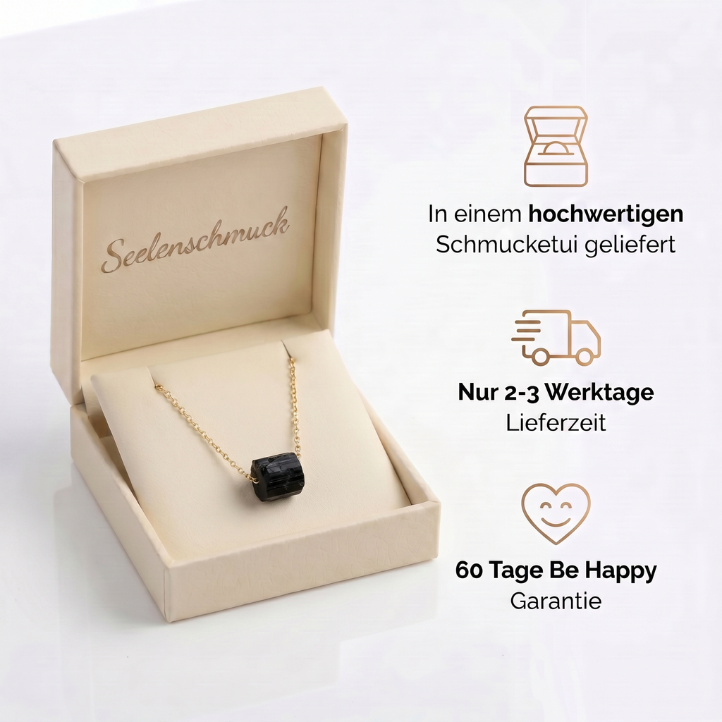 Turmalin Halskette - Rohstein Gold legiert