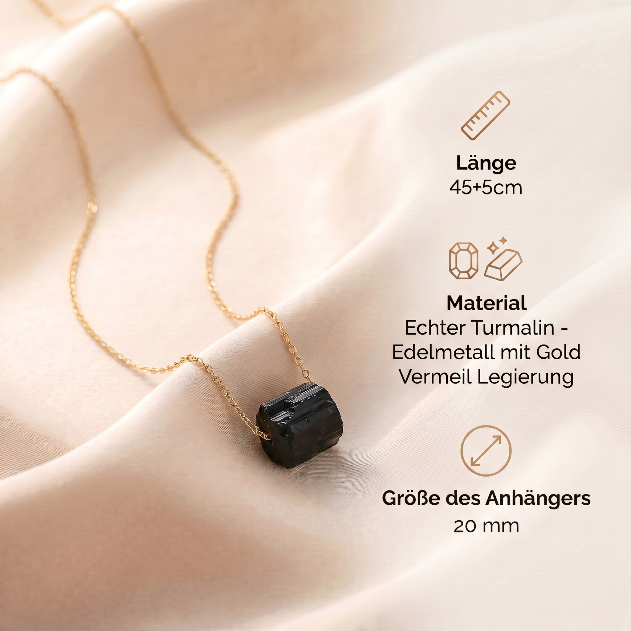 Turmalin Halskette - Rohstein Gold legiert