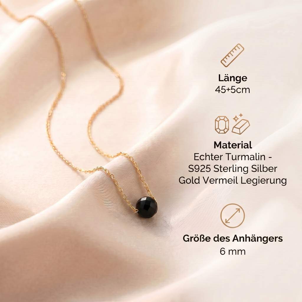 Turmalin Halskette - Geschliffen S925 Silber Gold legiert