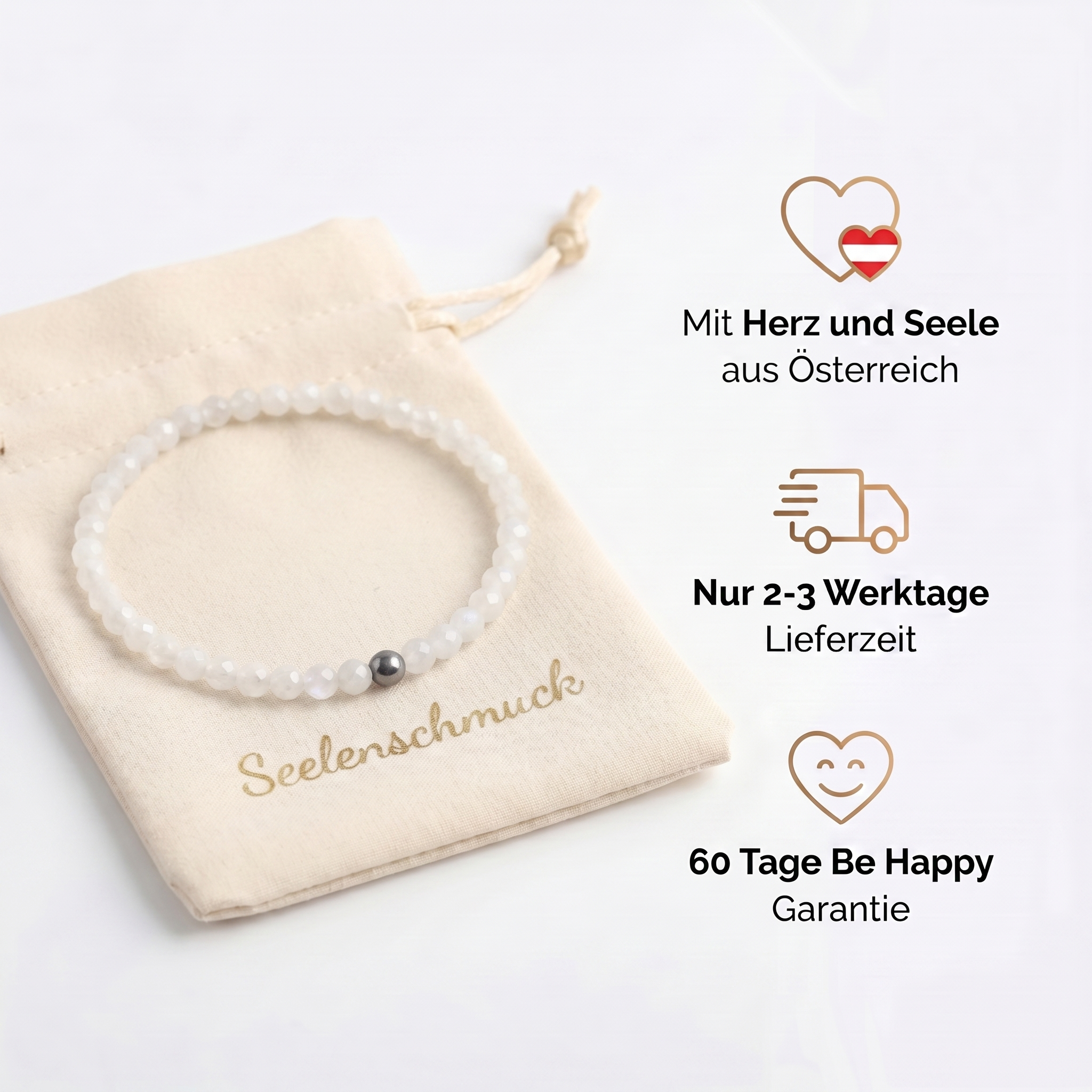 Mondstein Armband - Naturperlen