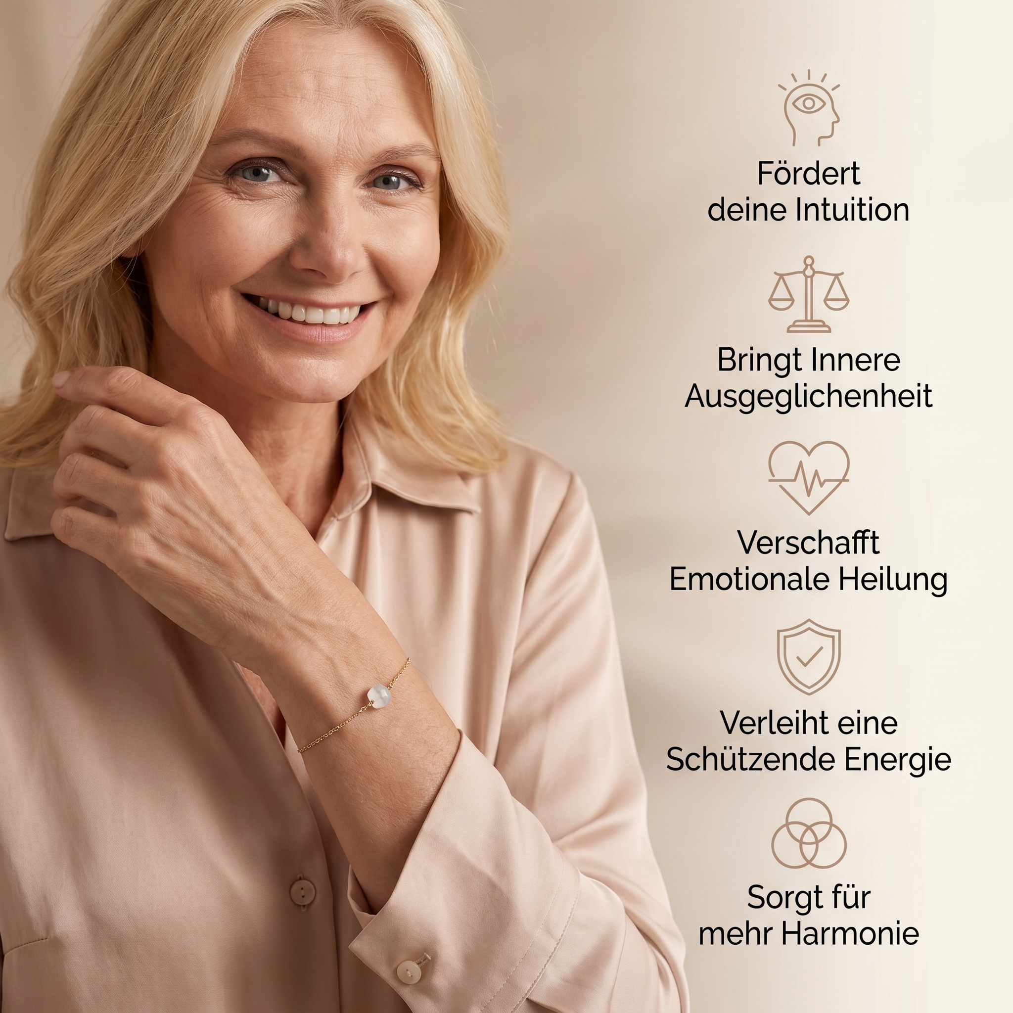 Mondstein Armband - Unbearbeitet