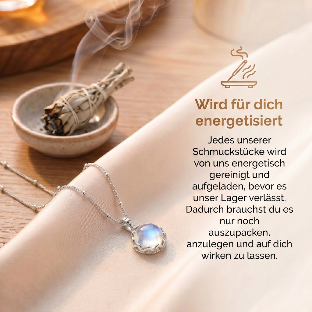 Mondstein Halskette - Rundschliffanhänger