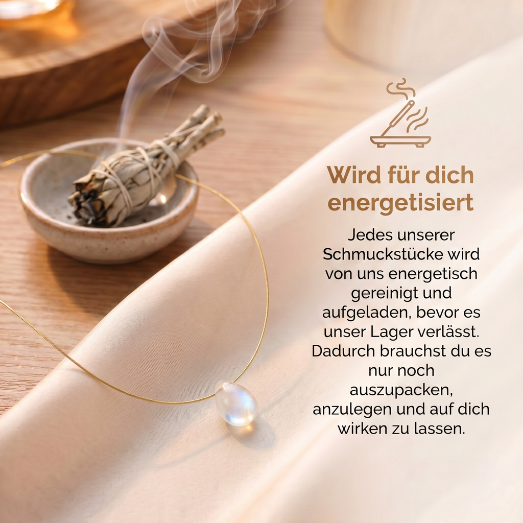 Mondstein Halskette - Naturanhänger zart
