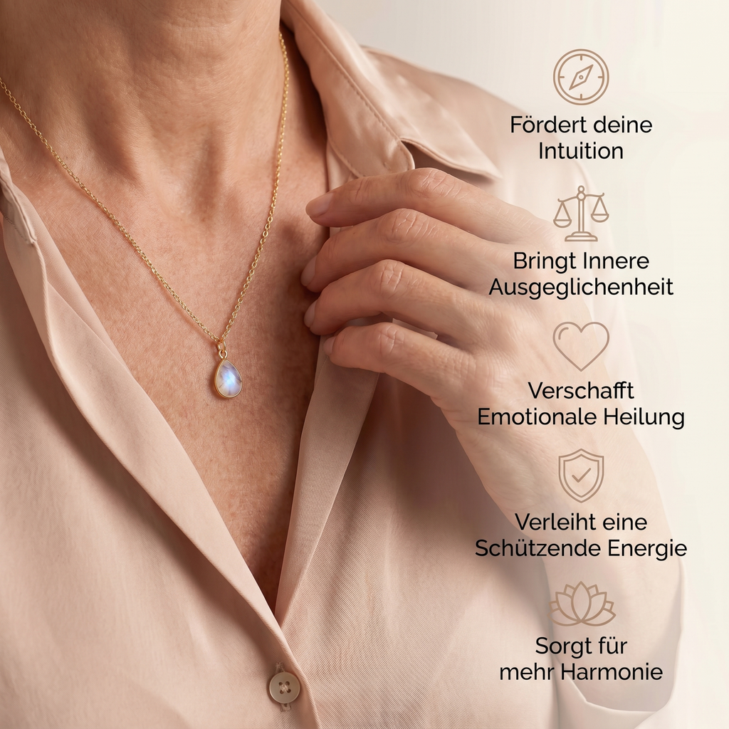 Mondstein Halskette mit 14K Gold Kette