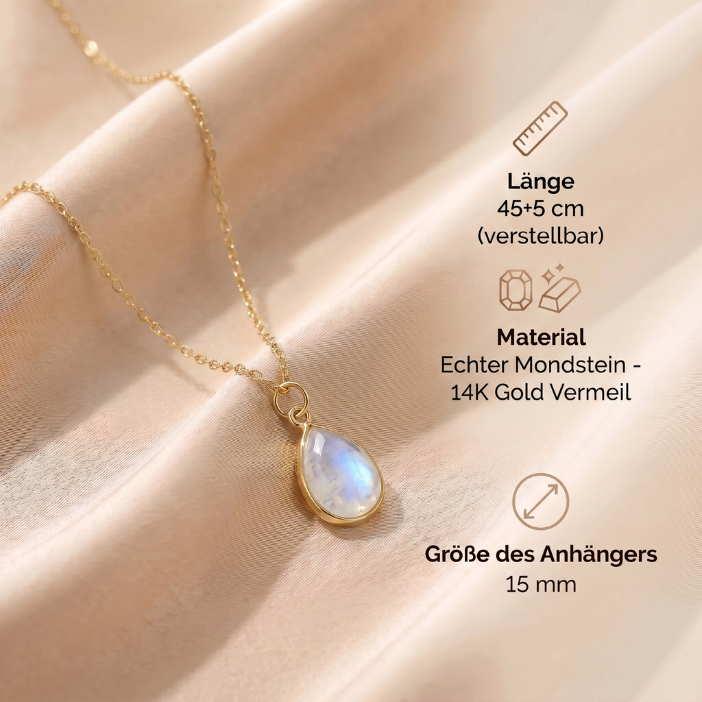 Mondstein Halskette mit 14K Gold Kette