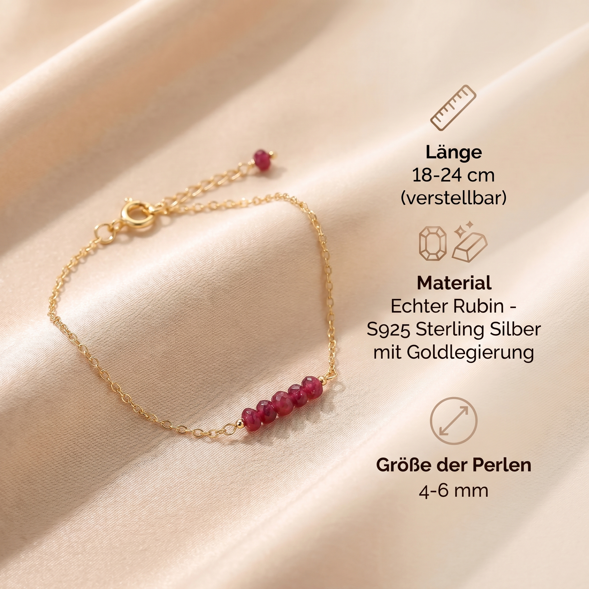 Rubin Armband - Perlen zart