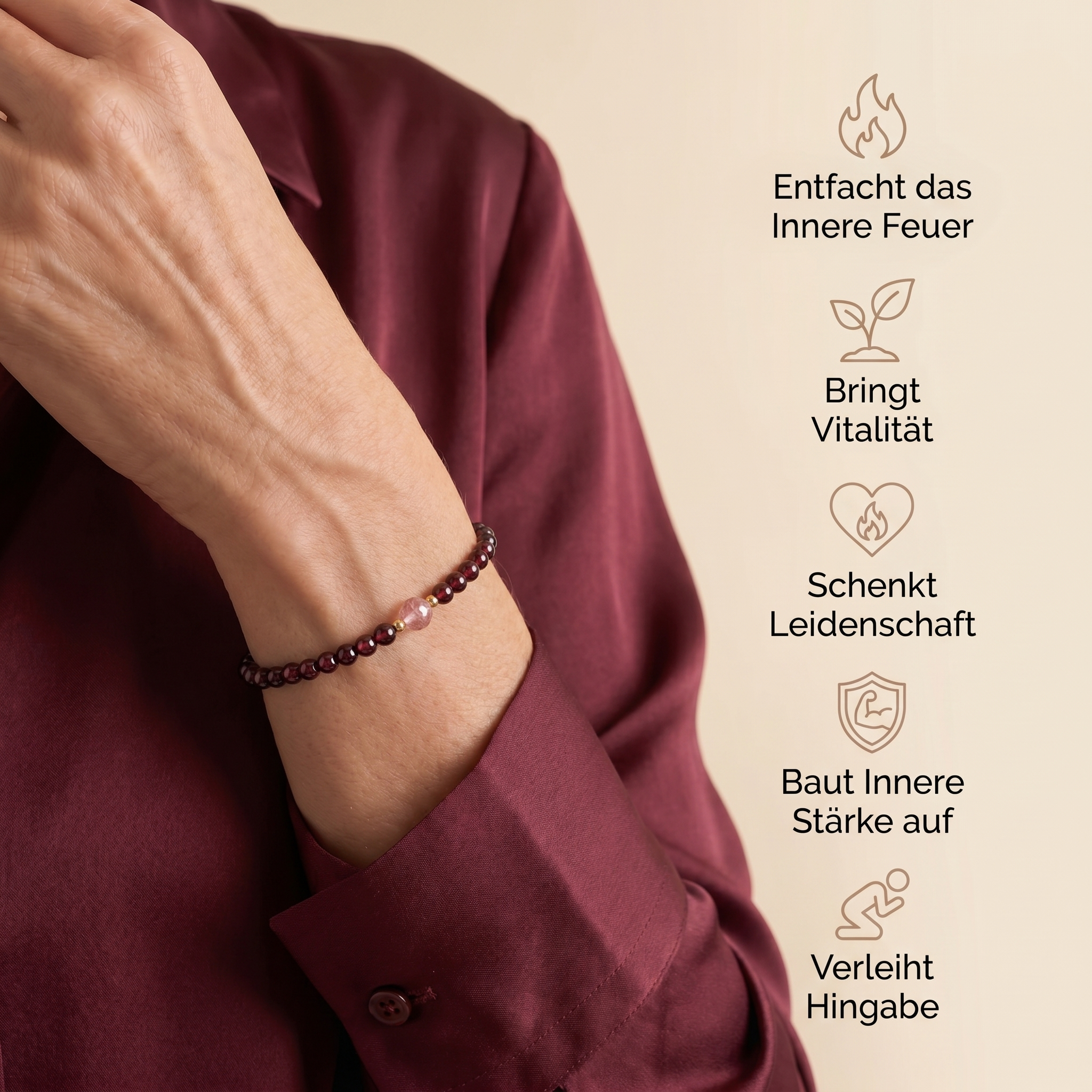 Rubin Armband - Perlen geschliffen