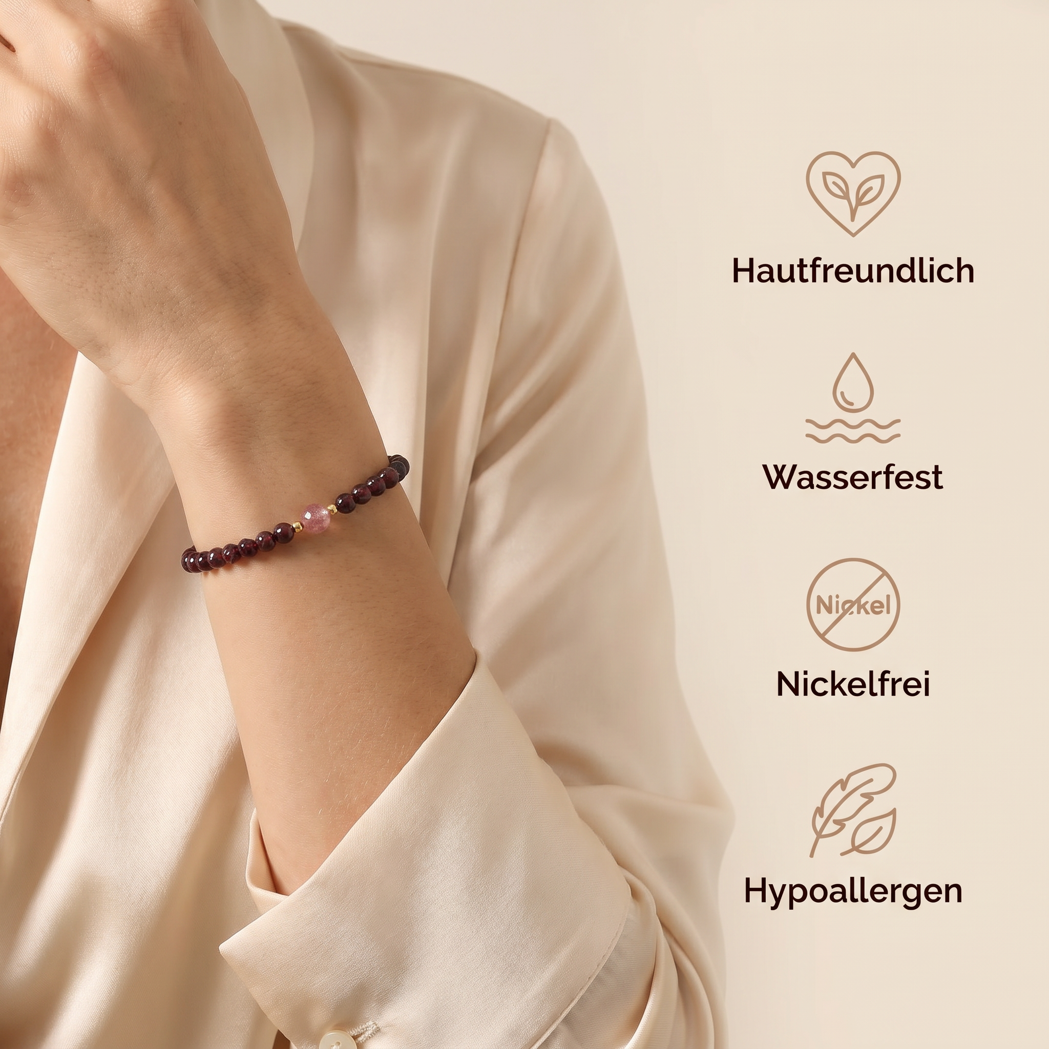 Rubin Armband - Perlen geschliffen