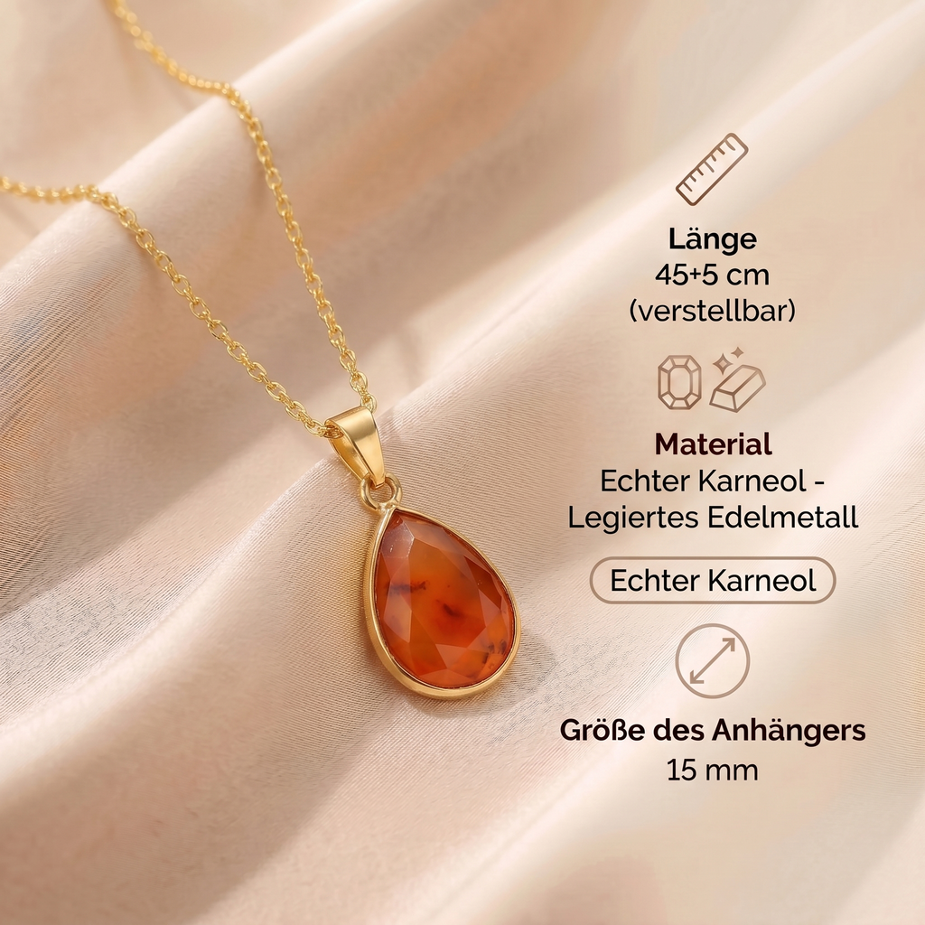 Karneol Halskette - Goldträne
