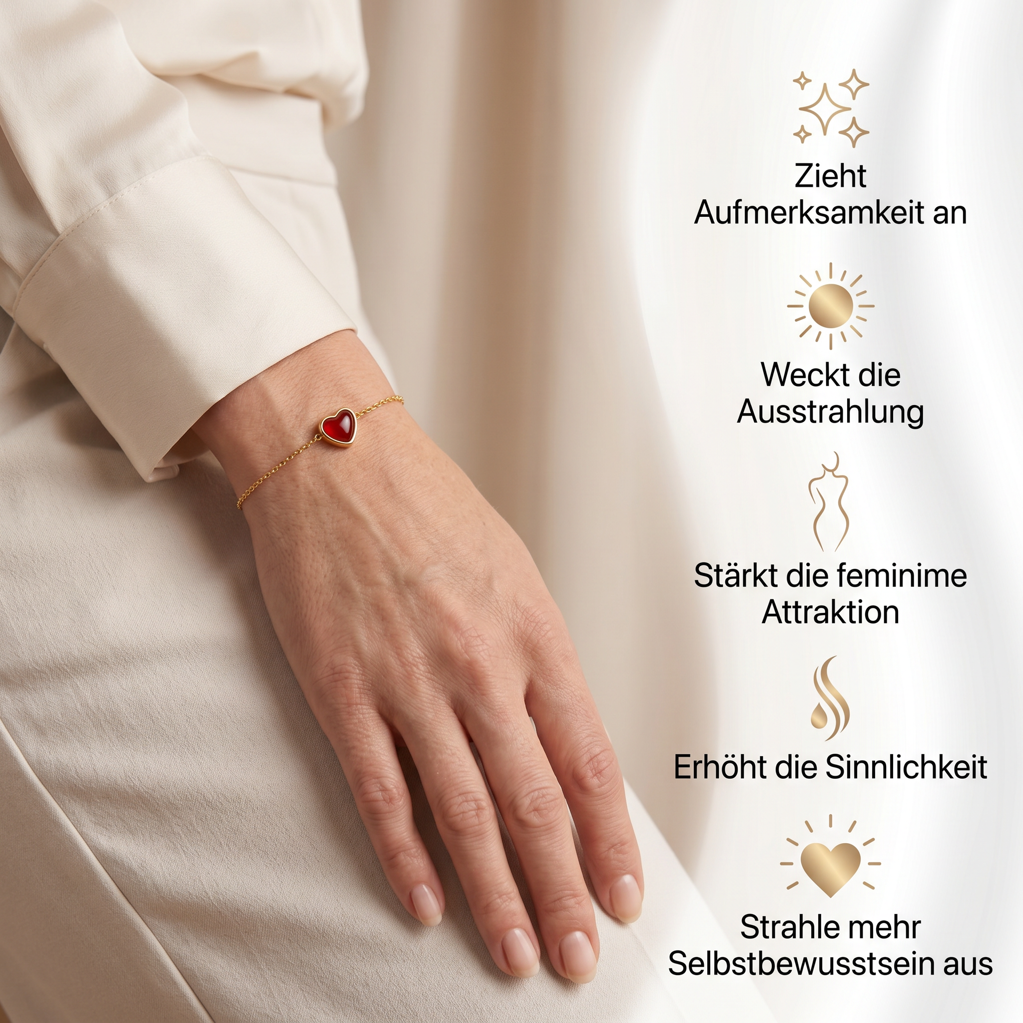 Karneol Armband - Herz Anhänger