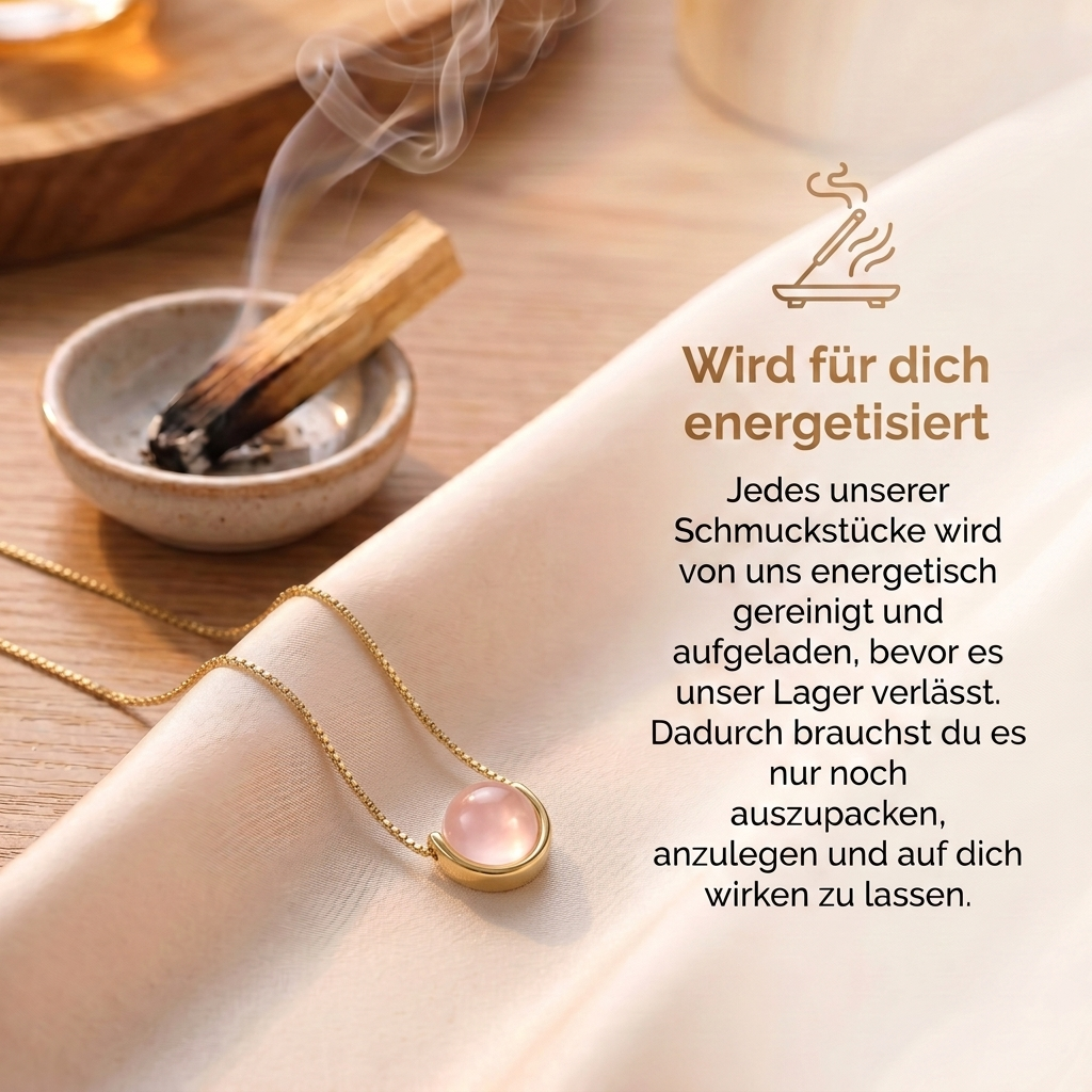 Rosenquarz Halskette - Kugelschliff elegant