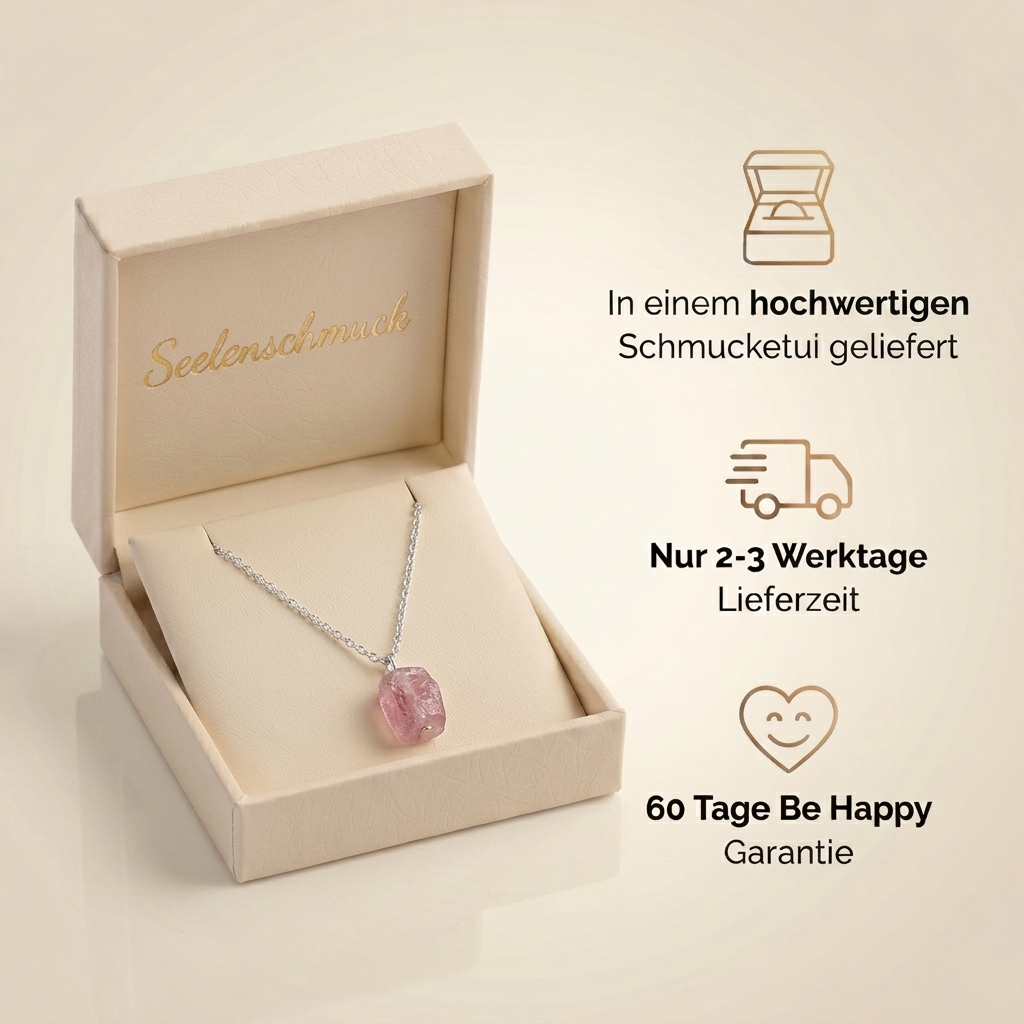 Rosenquarz Halskette - Rohstein
