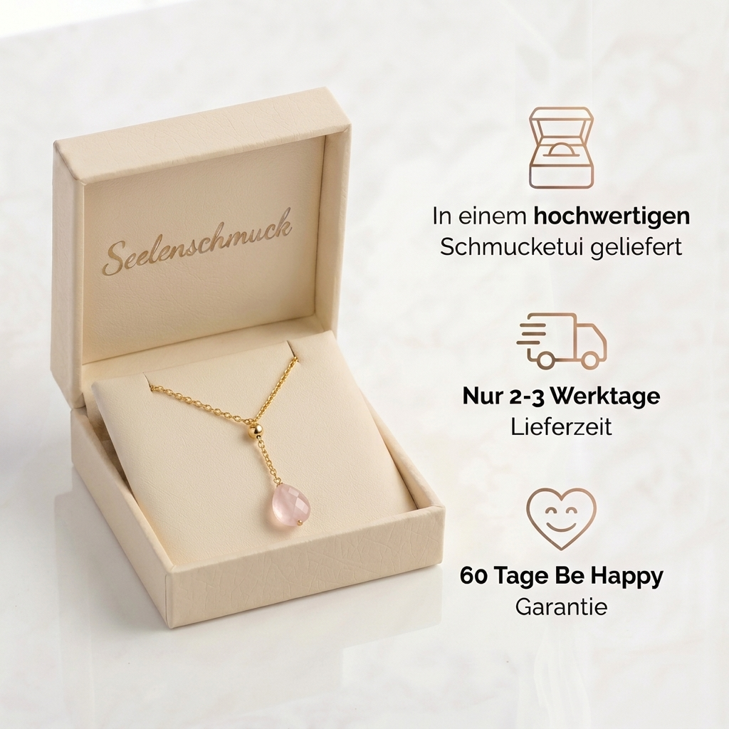 Rosenquarz Halskette - Pendelanhänger geschliffen