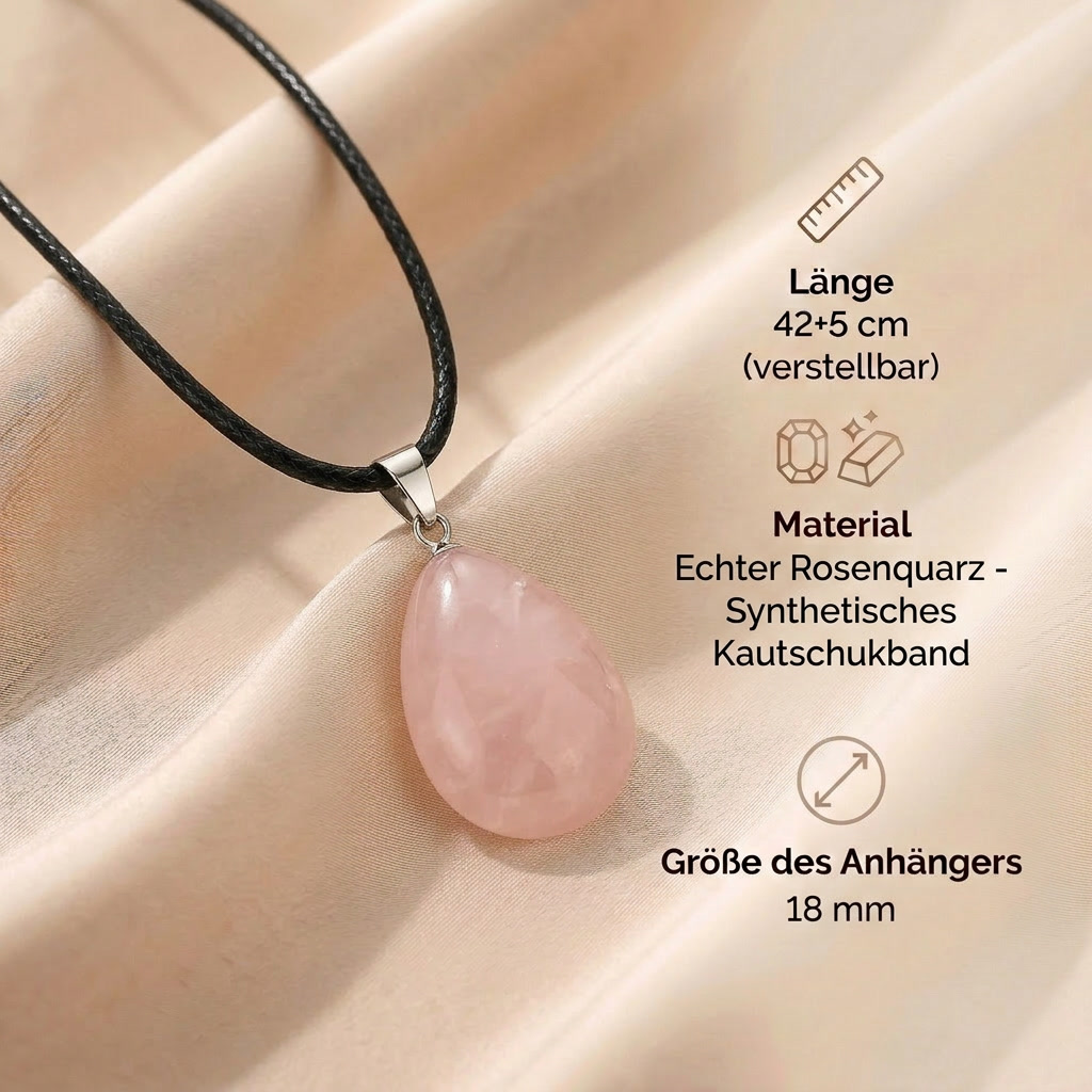 Rosenquarz Halskette - Tropfenform