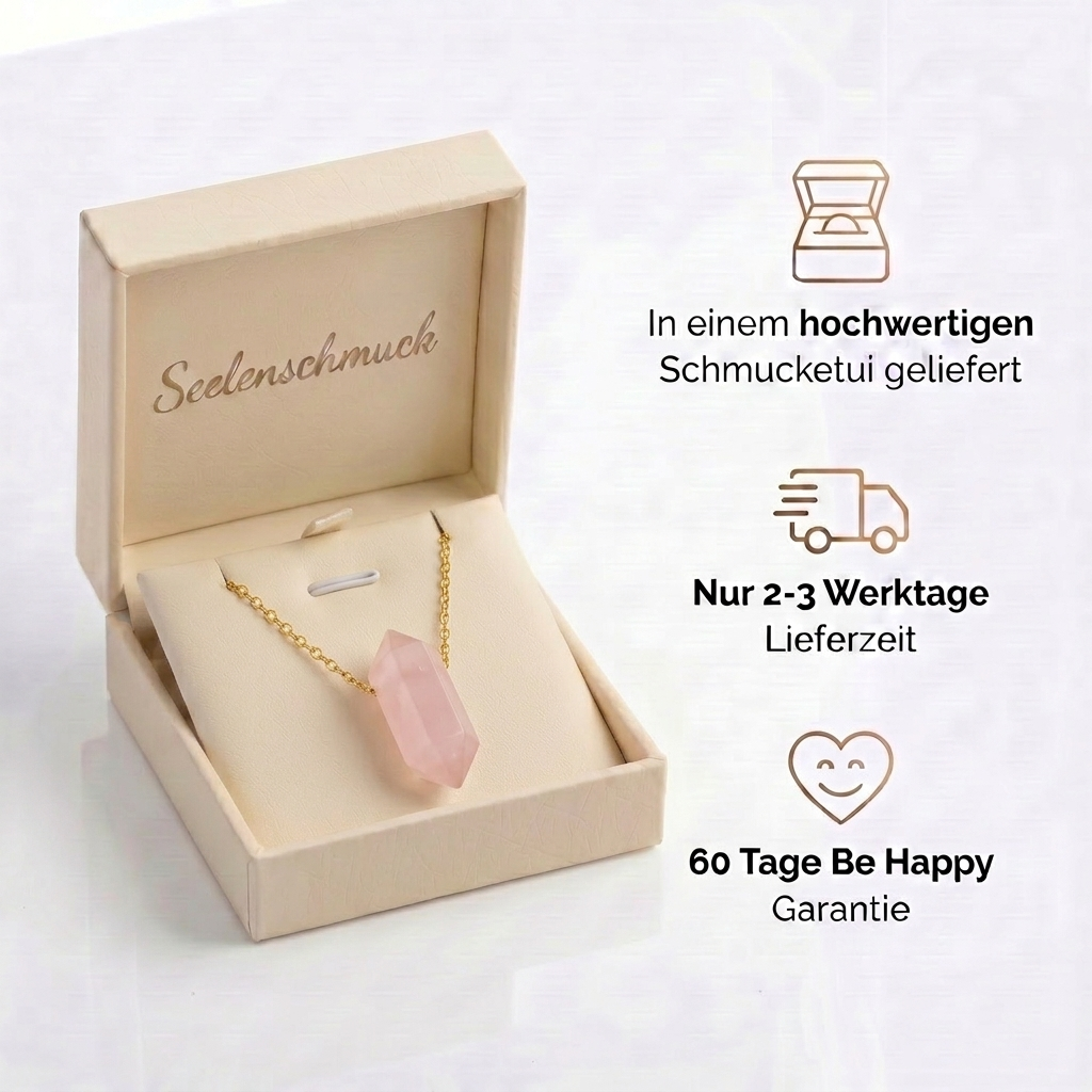 Rosenquarz Halskette - Tropfenform