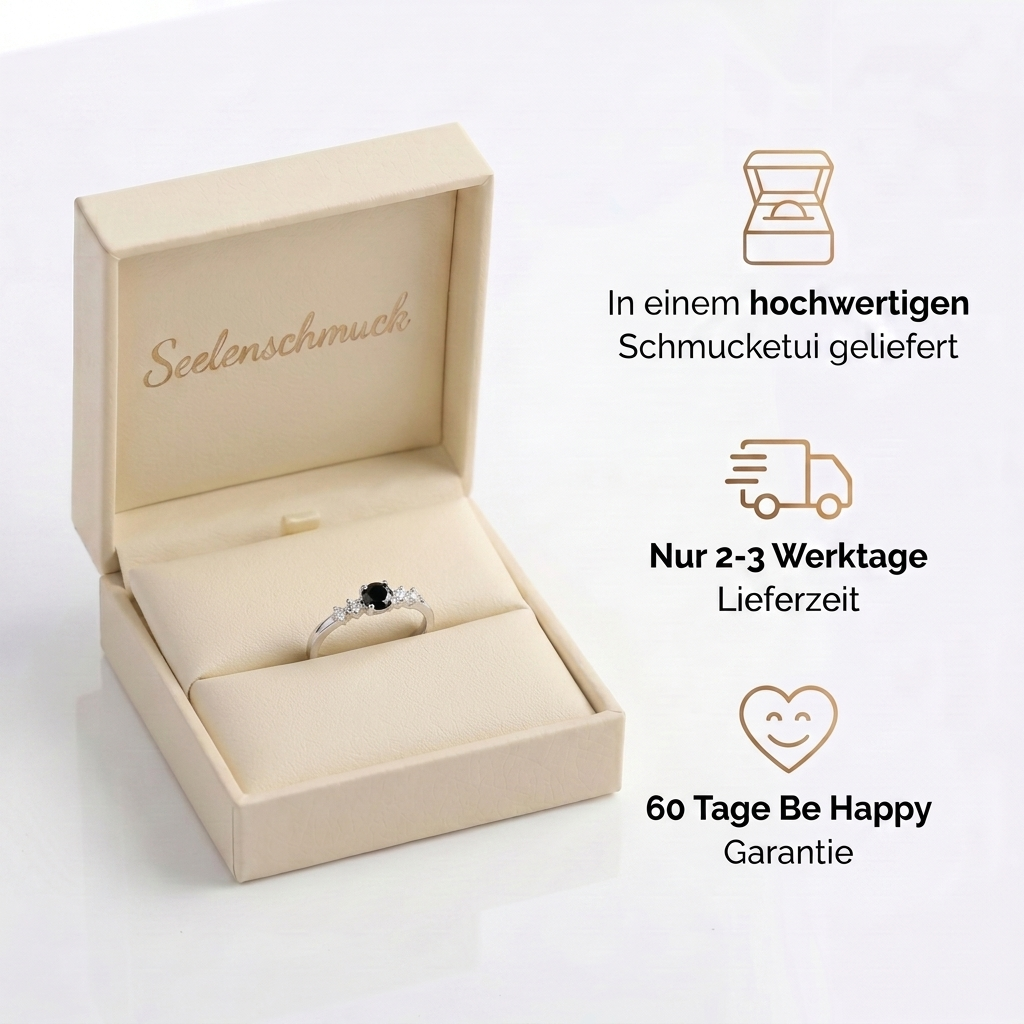 Obsidian Ring - Perlenschliff rund