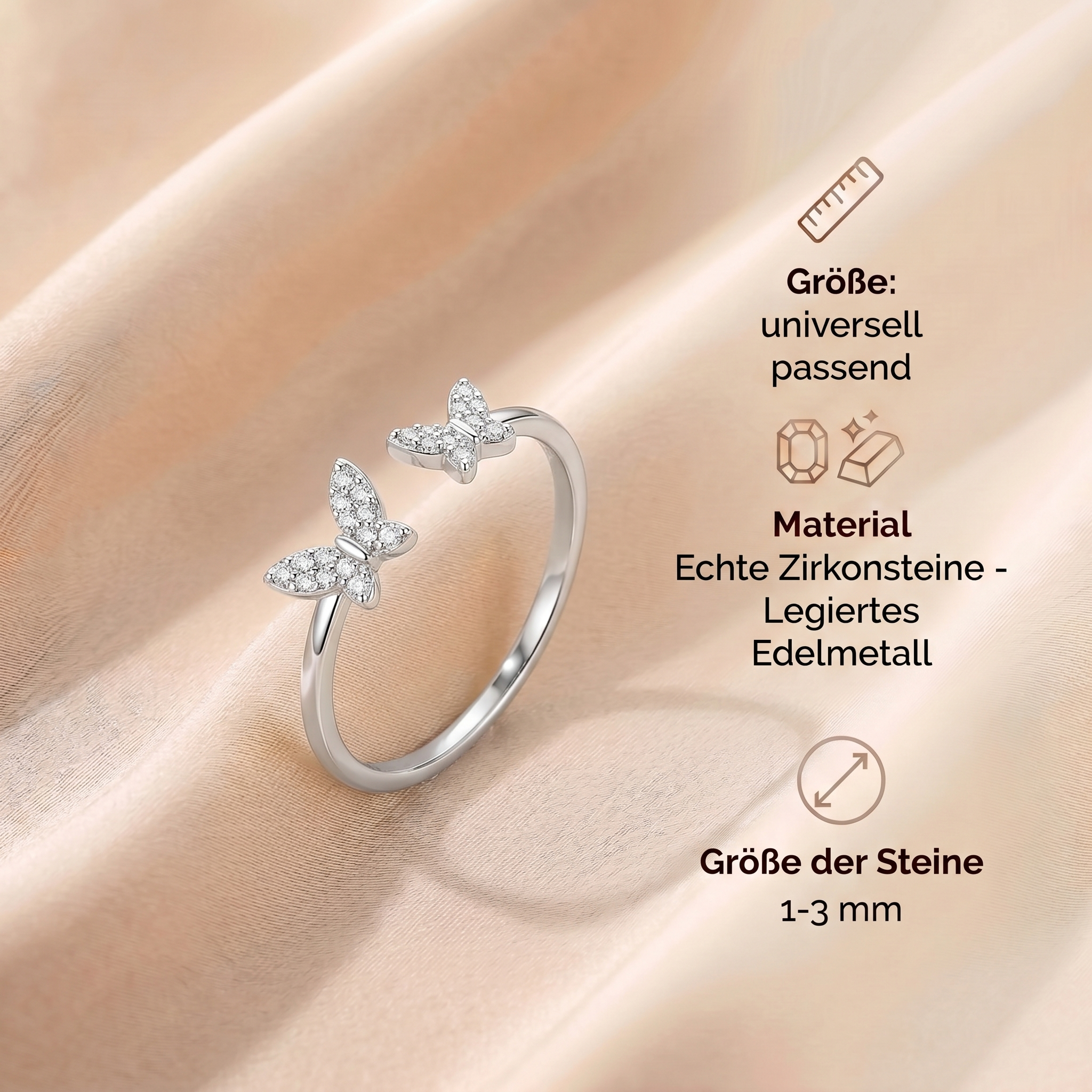 Zirkon Ring - Schmetterlinge