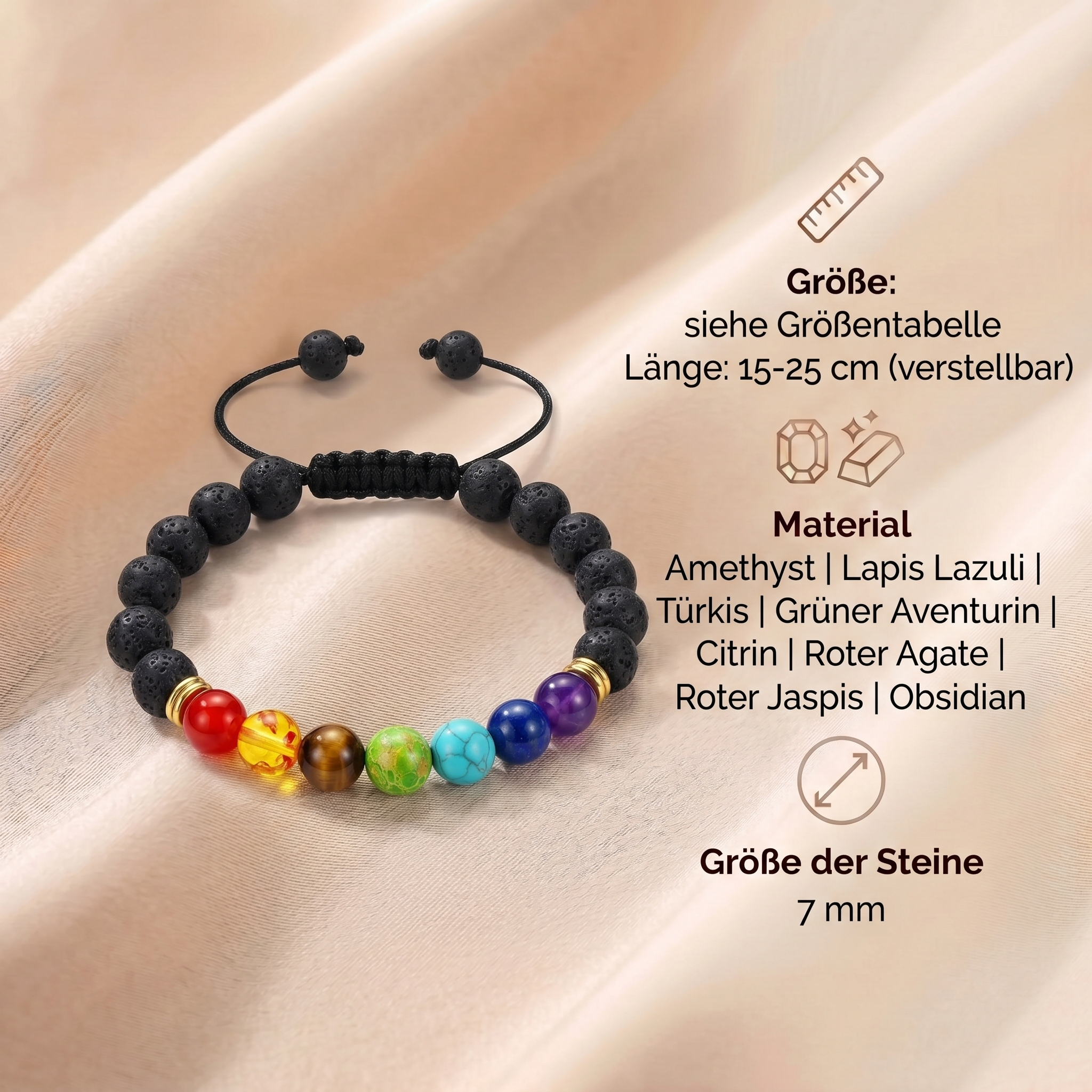 7 Chakren Lava Armband