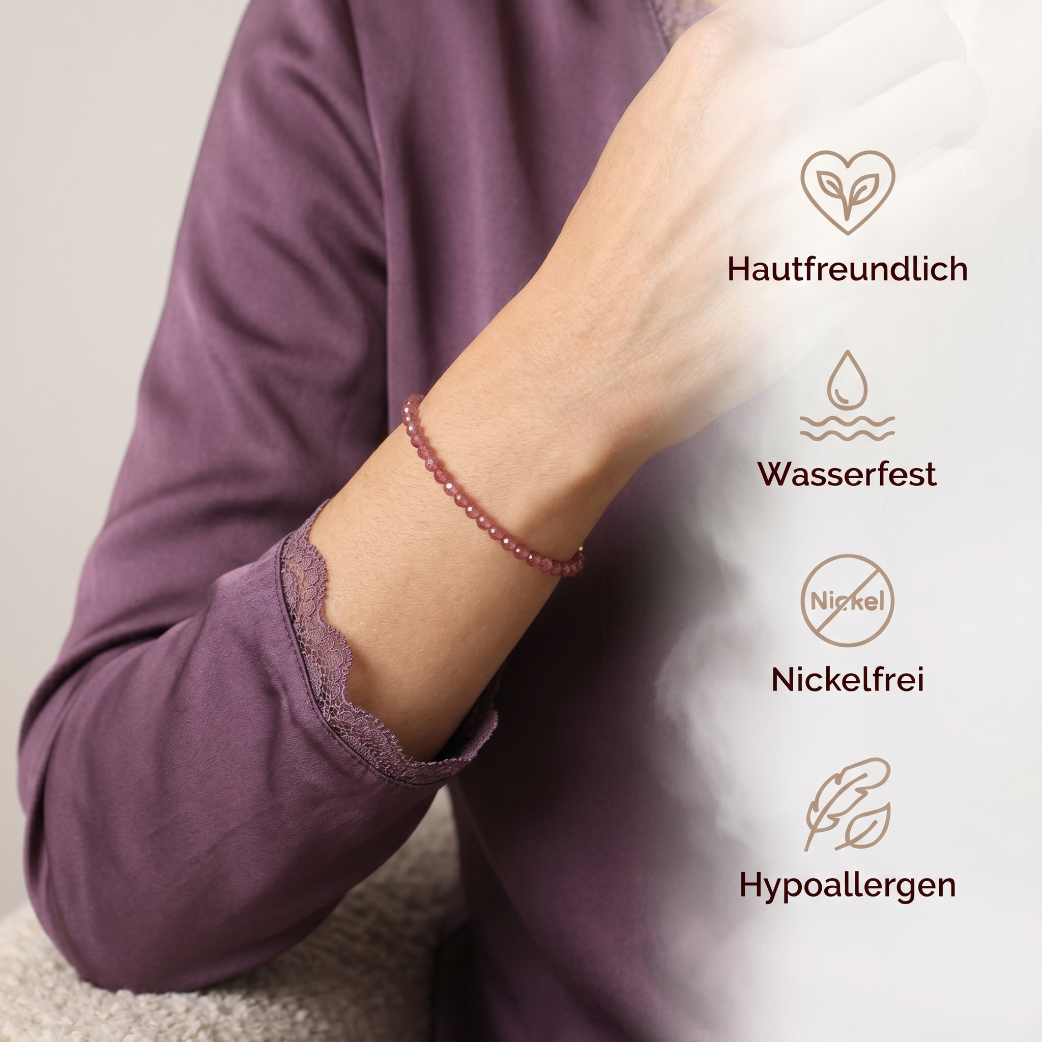 Rosenquarz Armband - Perlen
