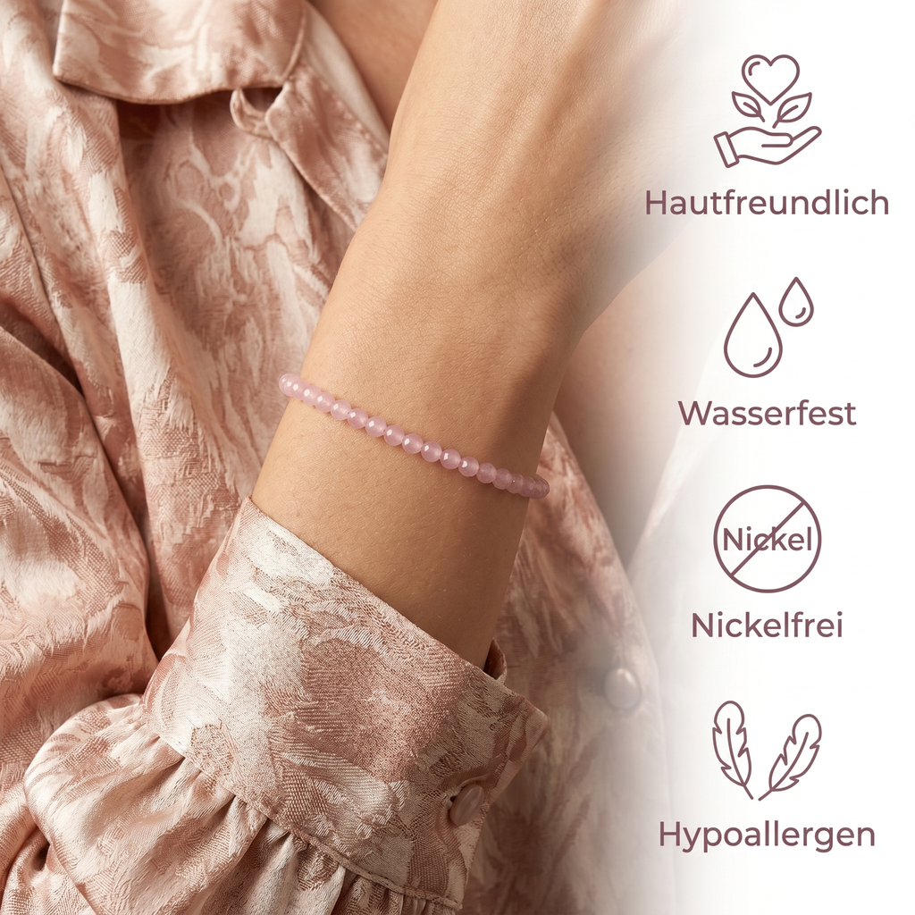 Rosenquarz Armband - Perlen geschliffen