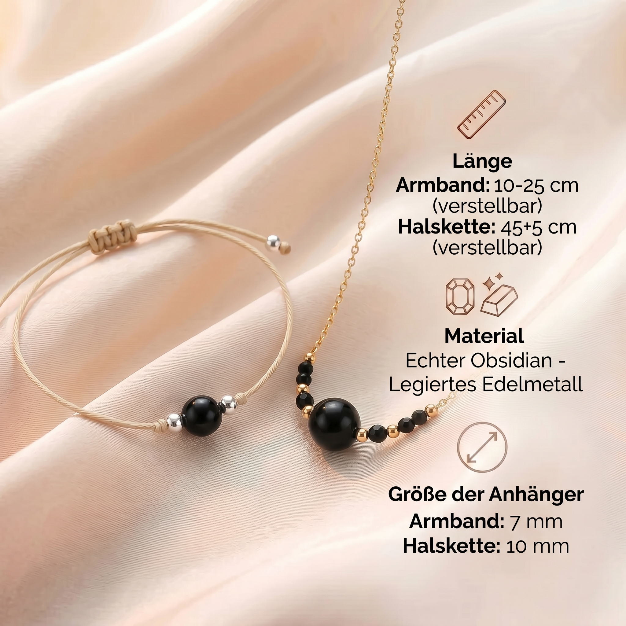 Obsidian Naturband Starterset - Halskette & Armband
