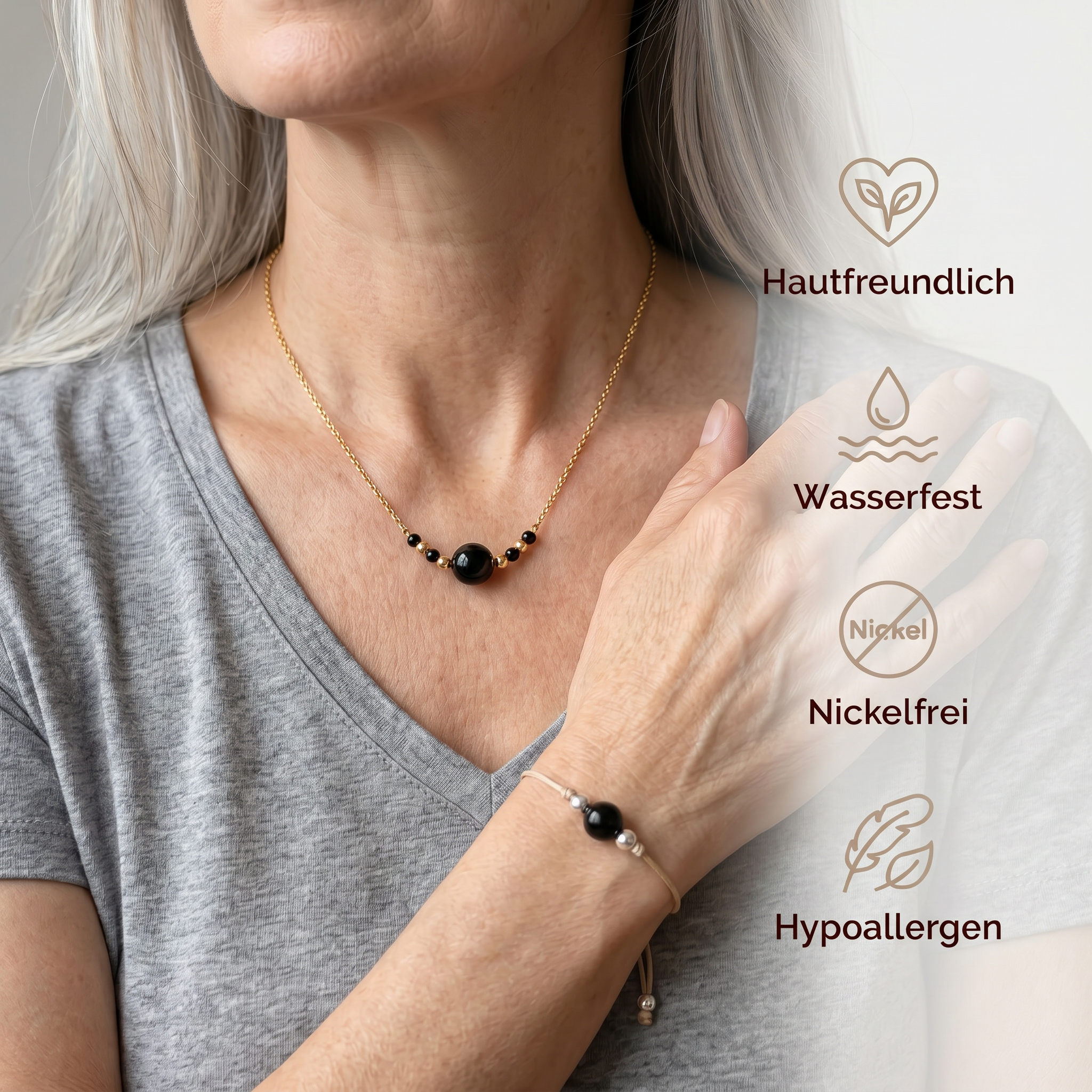 Obsidian Naturband Starterset - Halskette & Armband