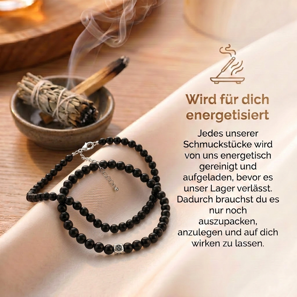 Obsidian Perlenset - Halskette & Armband