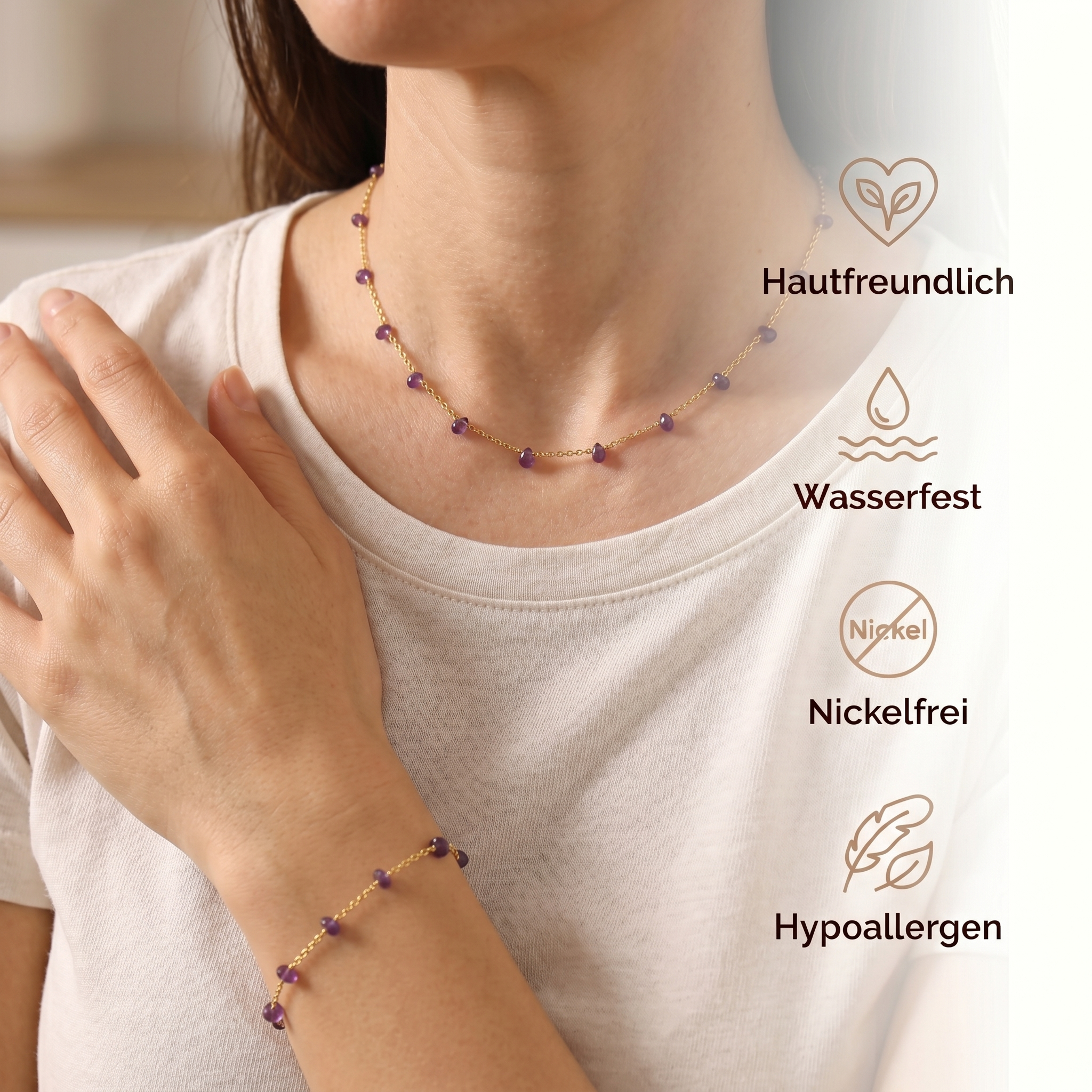 Amethyst Set - Halskette & Armband