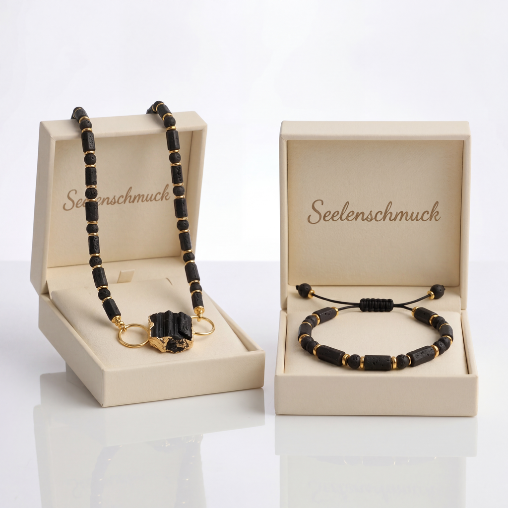 Turmalin Naturstein Set - Halskette & Armband