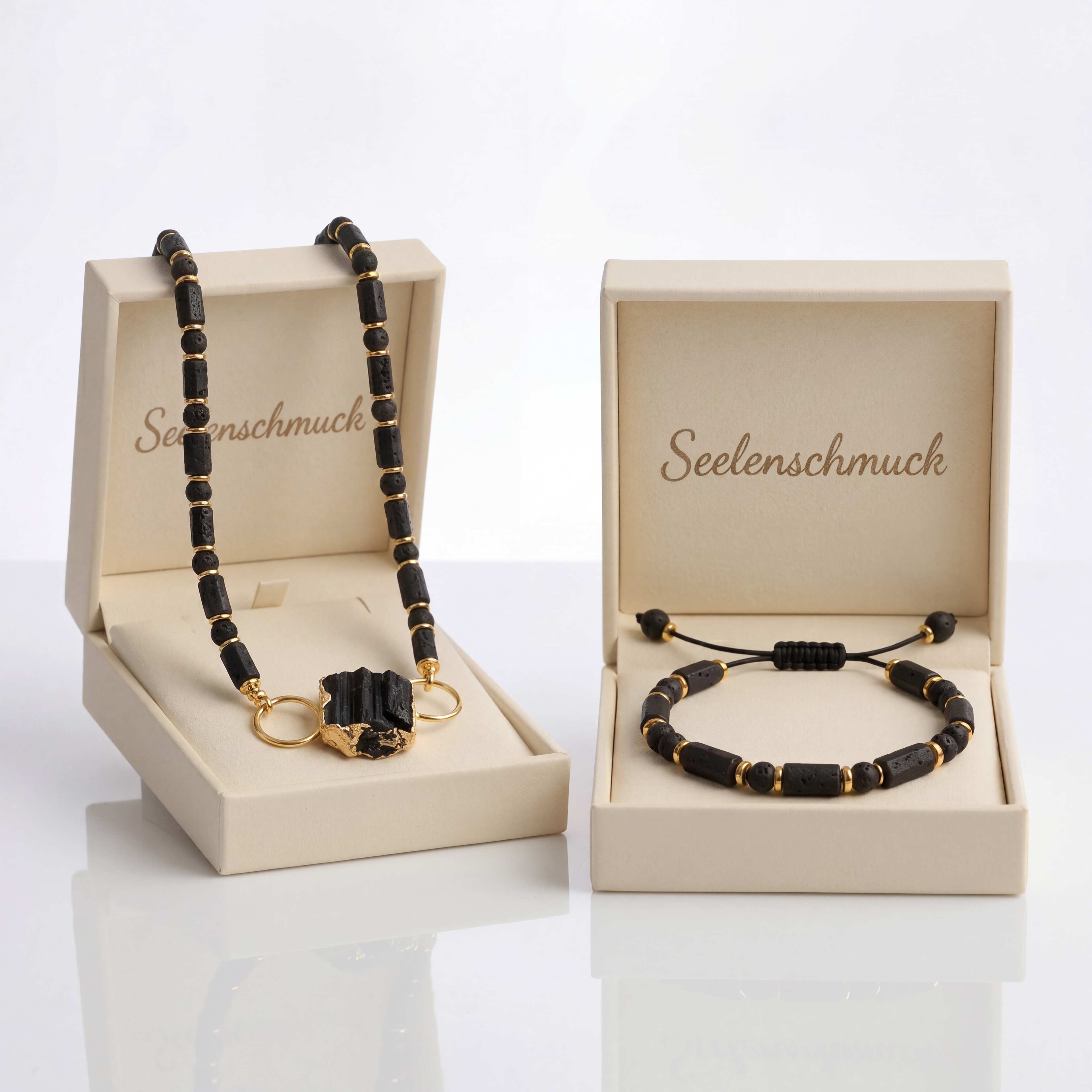 Turmalin Naturstein Set - Halskette & Armband