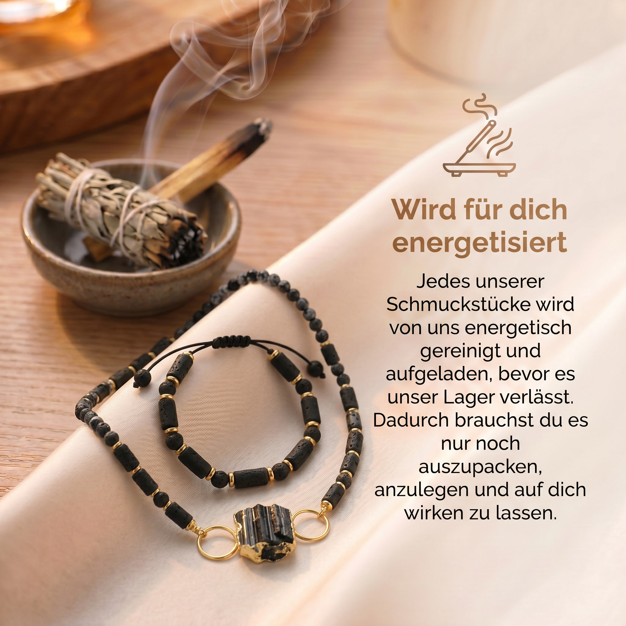 Turmalin Naturstein Set - Halskette & Armband
